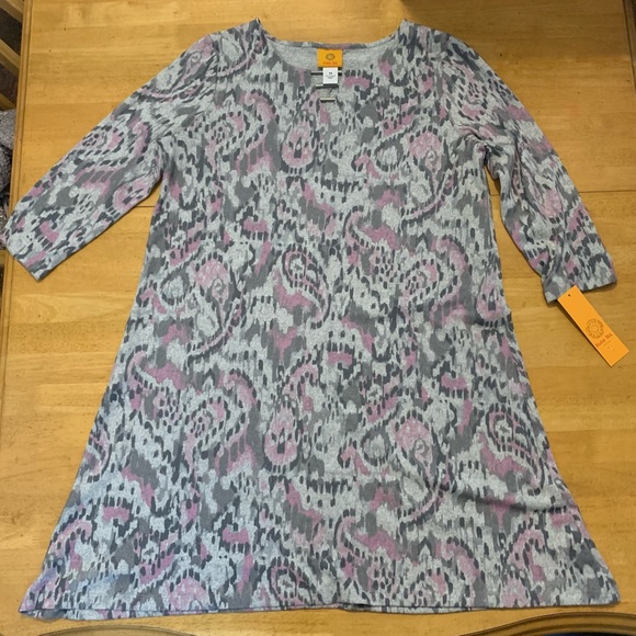 New RUBY RD Blotchy print Gray Lavender DRESS size M Brushed Cozy Fabric NWT - Picture 1 of 9